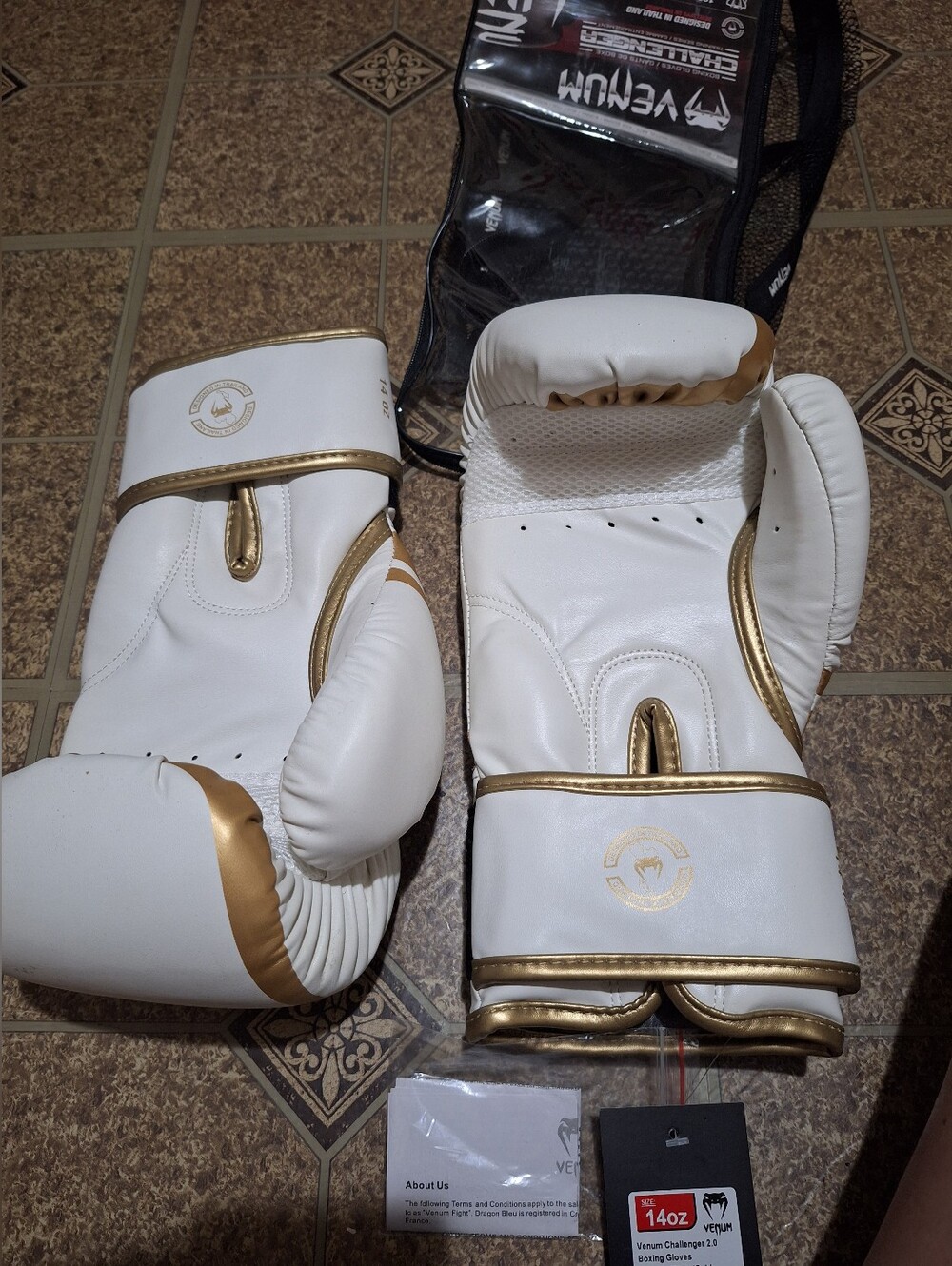 White and Gold Boxing Gloves for Men - Venom